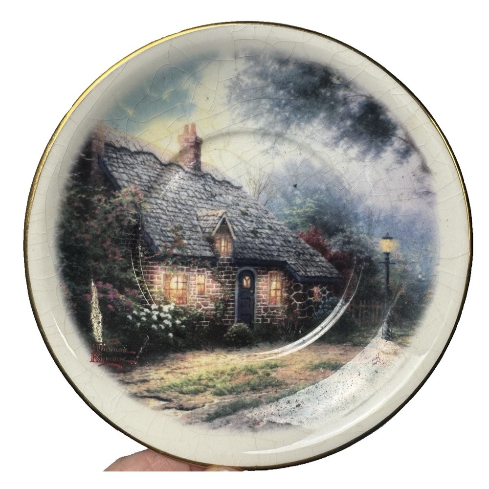Thomas Kincaid-Painter Of Light ™️ Collectible Plate "Moonlight Cottage"